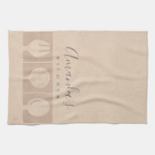 バラ金ゴールドピンクきらめくスプーンフォークスキマーシェフ キッチンタオル (横)