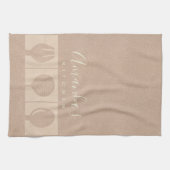 バラ金ゴールドピンクきらめくスプーンフォークスキマーシェフ キッチンタオル (横)