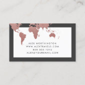 バラ金ゴールドピンクとグレーの世界地図 名刺 (裏面)