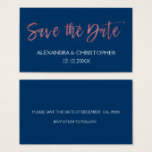 バラ金ゴールドピンクとネイビーブルーフォイル日付を保存 (正面&裏面)