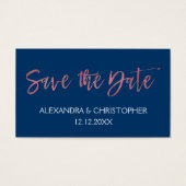 バラ金ゴールドピンクとネイビーブルーフォイル日付を保存 (正面)