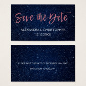 バラ金ゴールドピンクとネイビーブルーフォイル日付を保存 (正面&裏面)