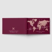 バラ金ゴールドピンクとブルゴーニュの世界地図 ゲストブック (全面)