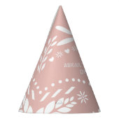 バラ金ゴールドピンクとホワイトパペルピカドベビーシャワー パーティーハット (左)