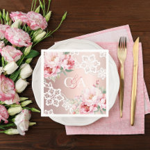 バラ金ゴールドピンクのバラフローラモノグラム結婚ズ