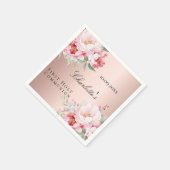 バラ金ゴールドピンクのバラ花模様ファーストコミュニオン スタンダードカクテルナプキン (角)