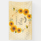 バラ金ゴールドピンクのヒマワリ母へbee赤ちゃんシャワー 横断幕 (縦)