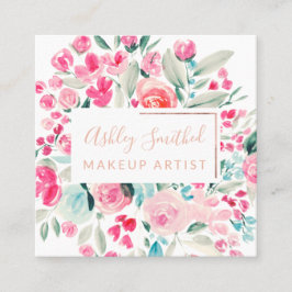 バラ金ゴールドピンクのフローラルウォーターのカラーシックなメイクアップ スクエア名刺