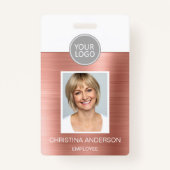 バラ金ゴールドピンクの従業員名ロゴの写真企業の バッジ (正面)