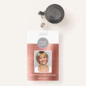 バラ金ゴールドピンクの従業員名ロゴの写真企業の バッジ (正面リトラクタブル付き)