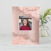 バラ金ゴールドピンクアゲイトグリッター卒業 招待状 (スタンド正面)