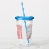 バラ金ゴールドピンクアゲートグリッター大理石モノグラム名  アクリルタンブラー (左)