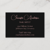 バラ金ゴールドピンクアゲートデザインネイルアーティスト 名刺 (裏面)