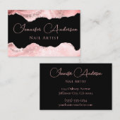 バラ金ゴールドピンクアゲートデザインネイルアーティスト 名刺 (正面/裏面)