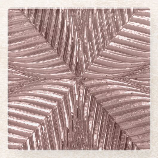 バラ金ゴールドピンクアールデコメタリックエレガントガラス20s ガラスコースター (正面)