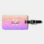 バラ金ゴールドピンクウォータードロップグラデーションカスタム ラゲッジタグ (正面横)