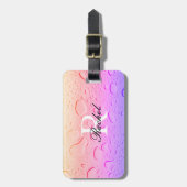 バラ金ゴールドピンクウォータードロップグラデーションカスタム ラゲッジタグ (正面縦)
