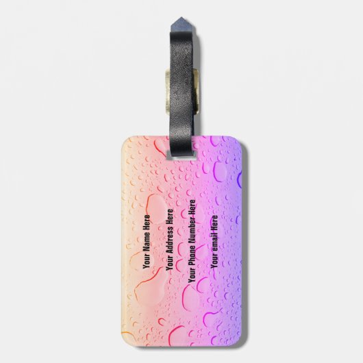 バラ金ゴールドピンクウォータードロップグラデーションカスタム ラゲッジタグ (裏面縦)