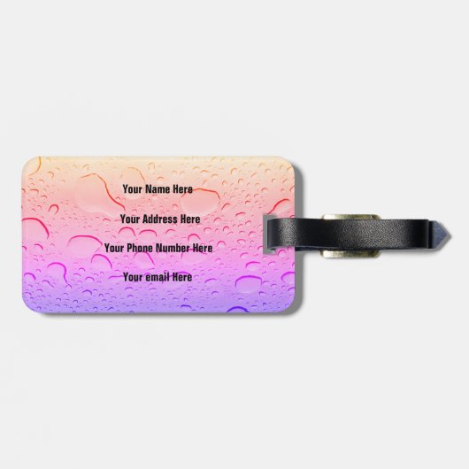 バラ金ゴールドピンクウォータードロップグラデーションカスタム ラゲッジタグ (裏面横)