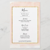 バラ金ゴールドピンクウォーター結婚カラーのディナーメニュー (正面)