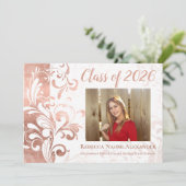 バラ金ゴールドピンクエレガントスワール写真2025卒業 招待状 (スタンド正面)