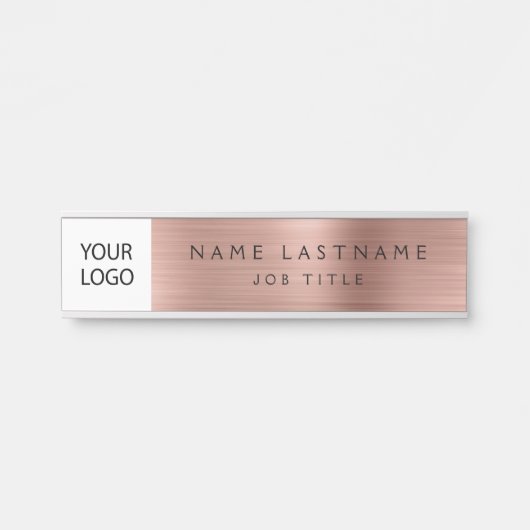 バラ金ゴールドピンクカスタムのロゴのエグゼクティブビジネス サインプレート (正面)