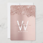 バラ金ゴールドピンクガーリーグリッター任意の年誕生日 招待状 (裏面)