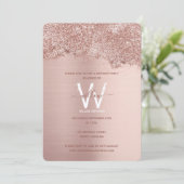 バラ金ゴールドピンクガーリーグリッター任意の年誕生日 招待状 (スタンド正面)