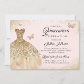 バラ金ゴールドピンクキンセアニェラバタフライドレス 招待状 (裏面)