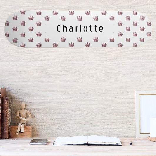 バラ金ゴールドピンククイーンクラウンホワイトネーム スケートボード