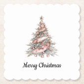 バラ金ゴールドピンククリスマスツリー ペーパーコースター (正面)