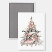 バラ金ゴールドピンククリスマスツリー マグネット (正面/裏面)