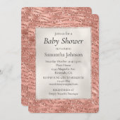 バラ金ゴールドピンクグラムグリッターゼブラプリント 招待状 (正面/裏面)