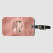 バラ金ゴールドピンクグラムグリッツィーブラック睫毛 ラゲッジタグ (正面横)