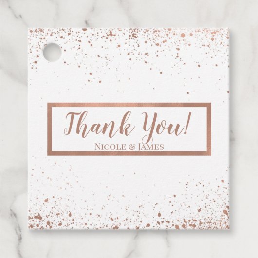 バラ金ゴールドピンクグラムシモダンック結婚式の引き出物 フェイバータグ (正面)