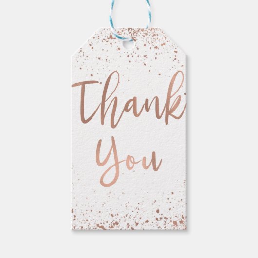 バラ金ゴールドピンクグラムモダンシック結婚サンキューサンキュー ギフトタグ (正面)