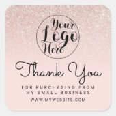 バラ金ゴールドピンクグリッターおグラデーション客様ありがとうございます スクエアシール (正面)