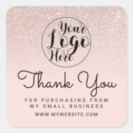 バラ金ゴールドピンクグリッターおグラデーション客様ありがとうございます スクエアシール