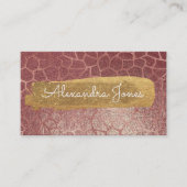 バラ金ゴールドピンクグリッターとスパークルアニマルプリント 名刺 (正面)