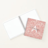 バラ金ゴールドピンクグリッターとモノグラムスケッチブック ノートブック (内部)