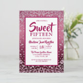 バラ金ゴールドピンクグリッターキンセアニェラスウィート15招待状 招待状 (スタンド正面)