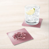 バラ金ゴールドピンクグリッターコースター スクエアペーパーコースター (インサイチュ)