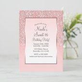 バラ金ゴールドピンクグリッターシャインスウィート16パーティー 招待状 (スタンド正面)