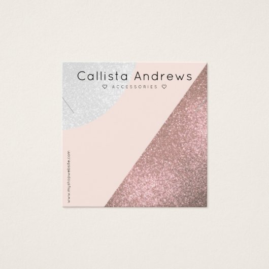 バラ金ゴールドピンクグリッタージオハートネックレスディスプレイ (正面)