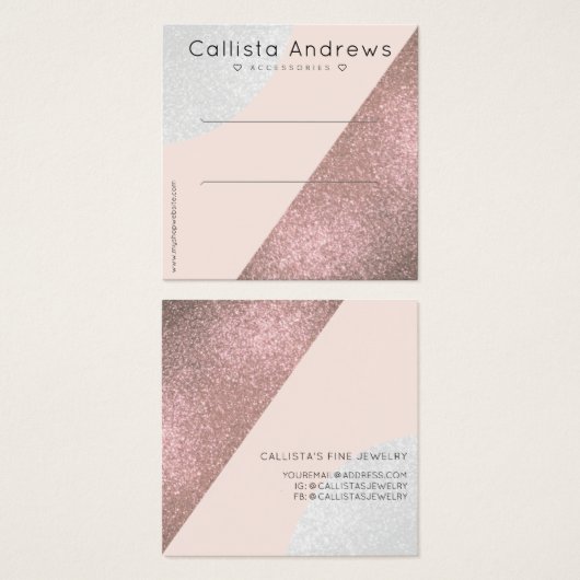 バラ金ゴールドピンクグリッタージオハートヘアクリップ表示 (正面&裏面)