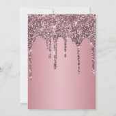 バラ金ゴールドピンクグリッタースウィート16バースデーパーティー 招待状 (裏面)