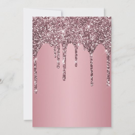 バラ金ゴールドピンクグリッタースウィート16バースデーパーティー 招待状 (裏面)