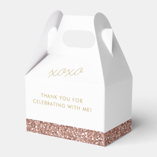 バラ金ゴールドピンクグリッタースウィート16 パーソナライズされた フェイバーボックス (裏面サイド)