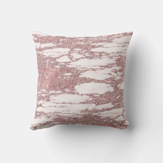 バラ金ゴールドピンクグリッタースパークリー大理石グラムトレンディー クッション (裏面)