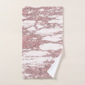 バラ金ゴールドピンクグリッタースパークリー大理石グラムトレンディー バスタオルセット (ハンドタオル)